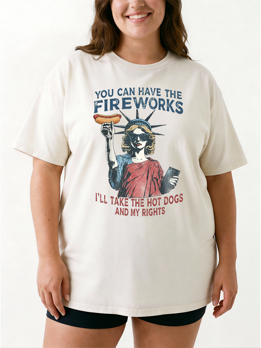 Vintage You Can Have The Fireworks, I’Ll Take The Hot Dogs And My Rights Oversize Graphic Tee
