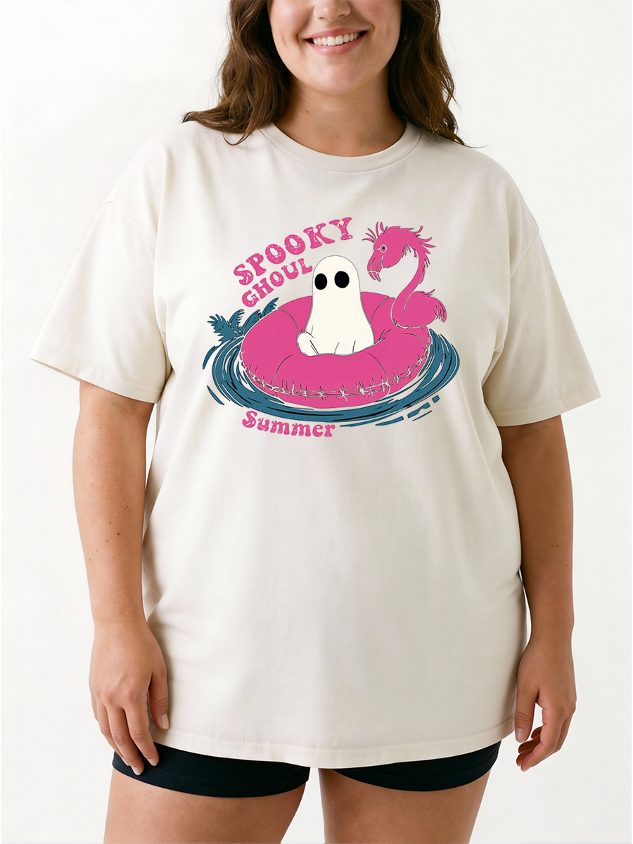 Vintage It’S Just A Spooky Ghoul Summer Oversize Graphic Tee