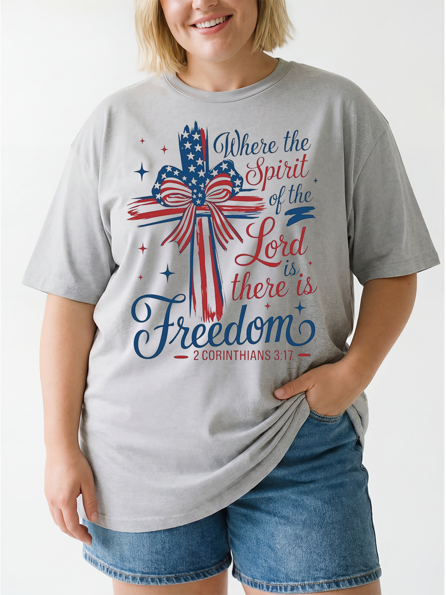 Vintage Where The Spirit Of The Lord Is, There Is Freedom Oversize Graphic Tee