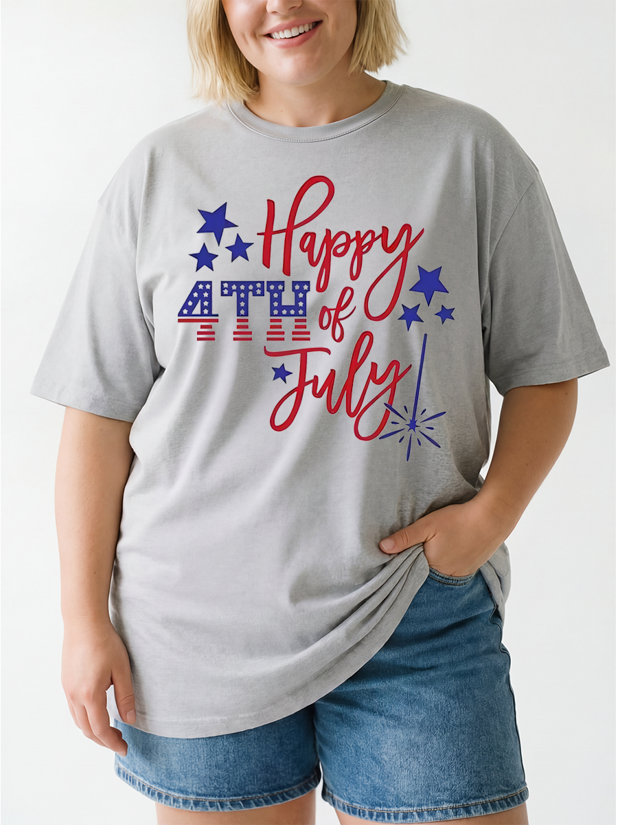 Vintage Happy Of  4Th Of July Oversize Graphic Tee