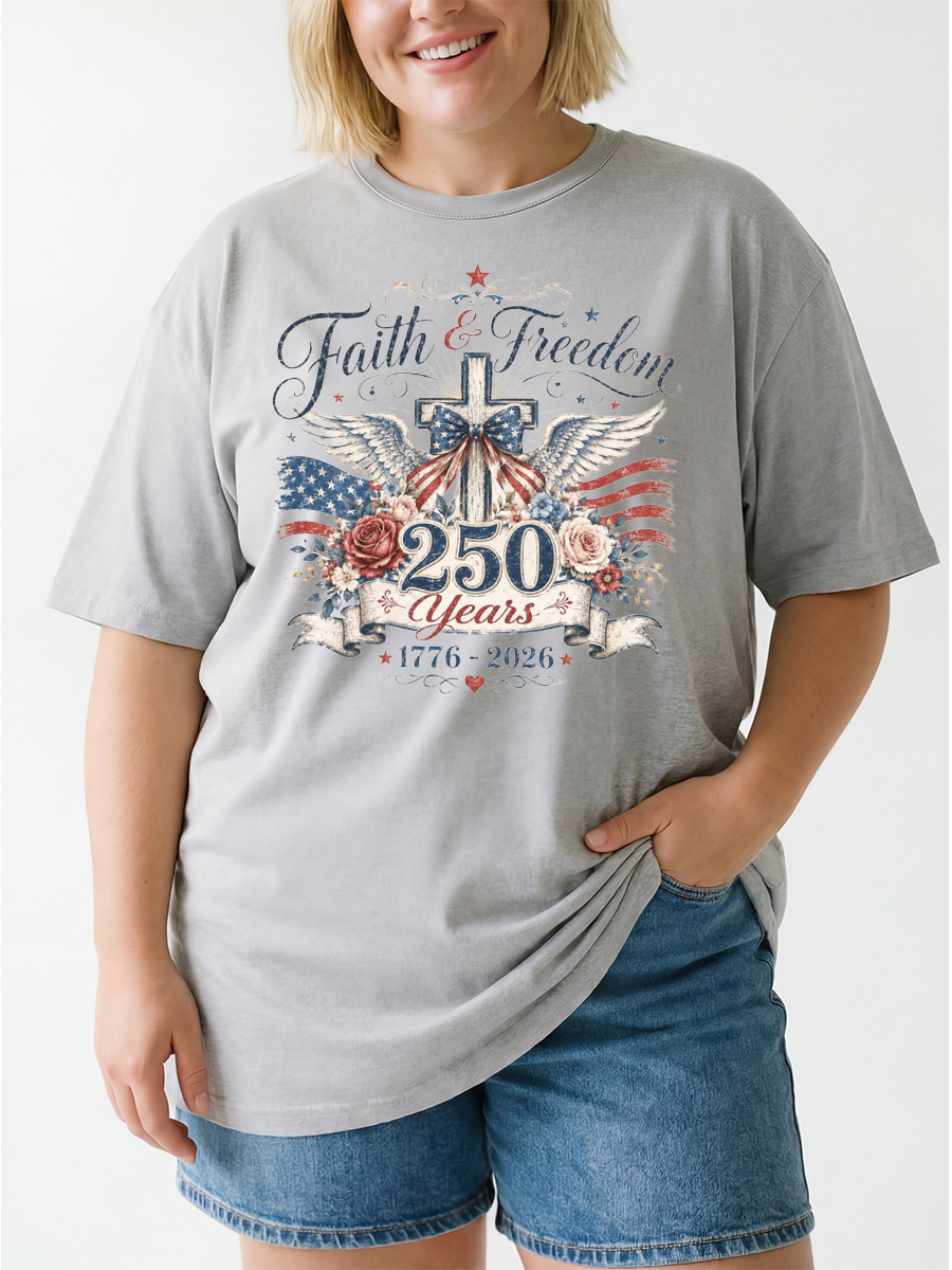 Vintage Faith & Freedom 250 Years Oversize Graphic Tee