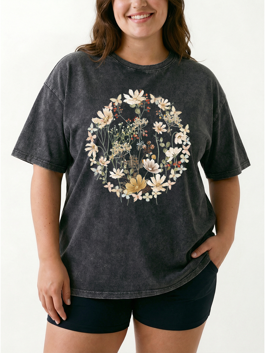 Vintage Wildflower And Butterfly Washed T-Shirt