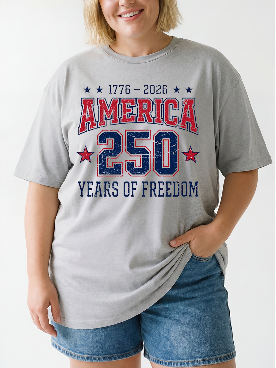 Vintage America 250 Years Freedom Oversize Graphic Tee