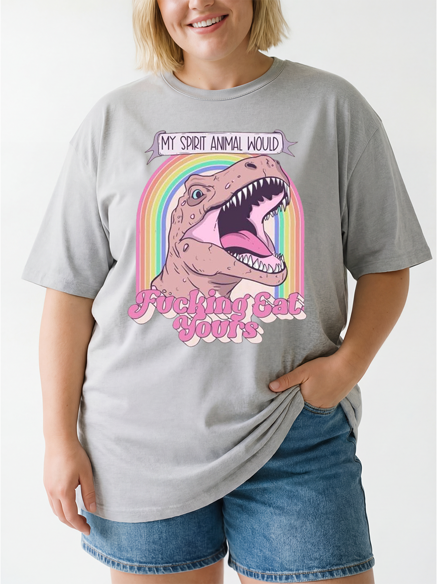 Vintage My Spirit Animal Would  Eat Yours Oversize Graphic Tee