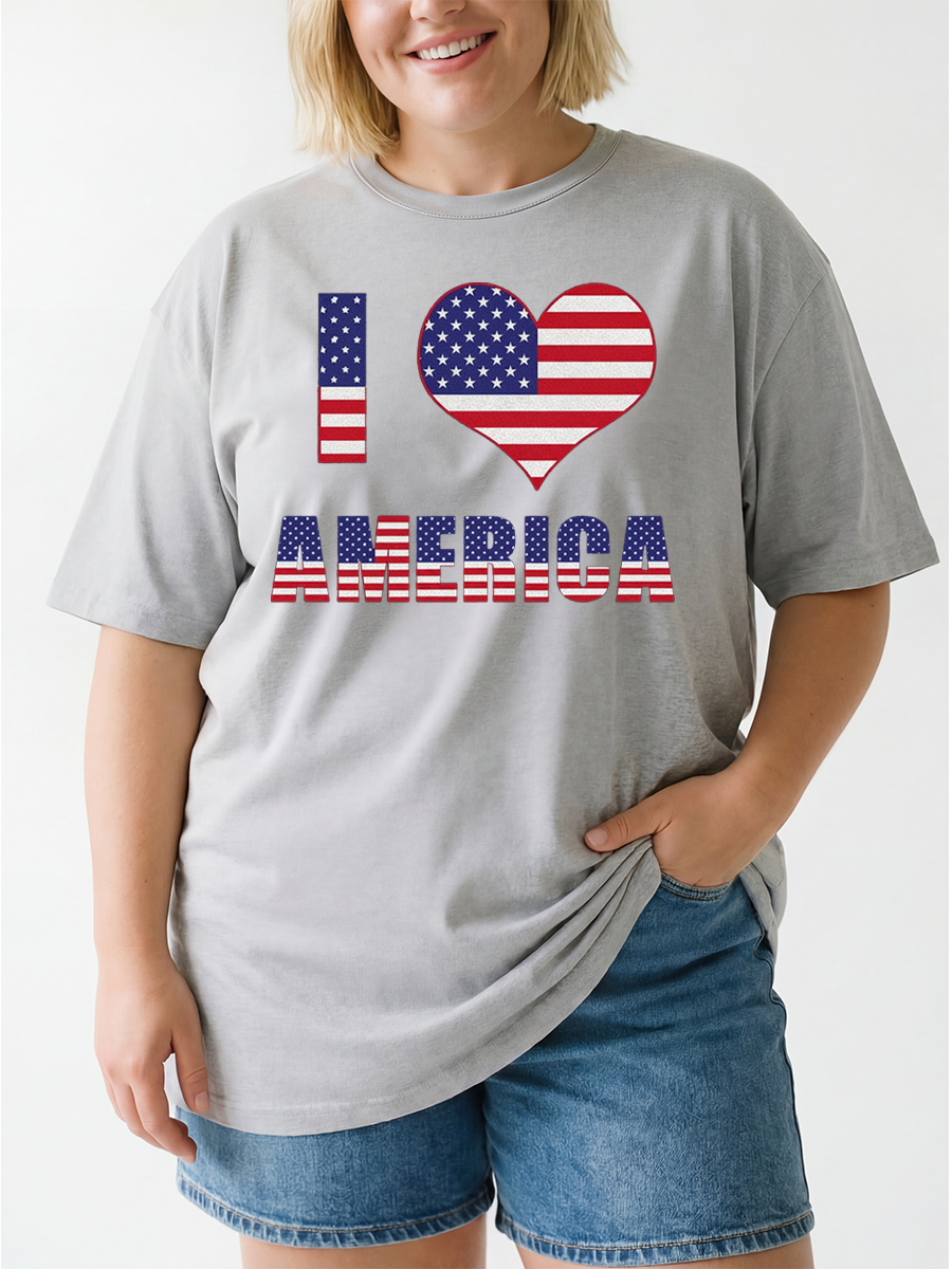 Vintage I Love America With Heart Oversize Graphic Tee