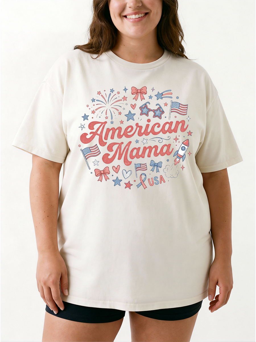 Vintage 4Th Of July Mom Oversize Graphic Tee