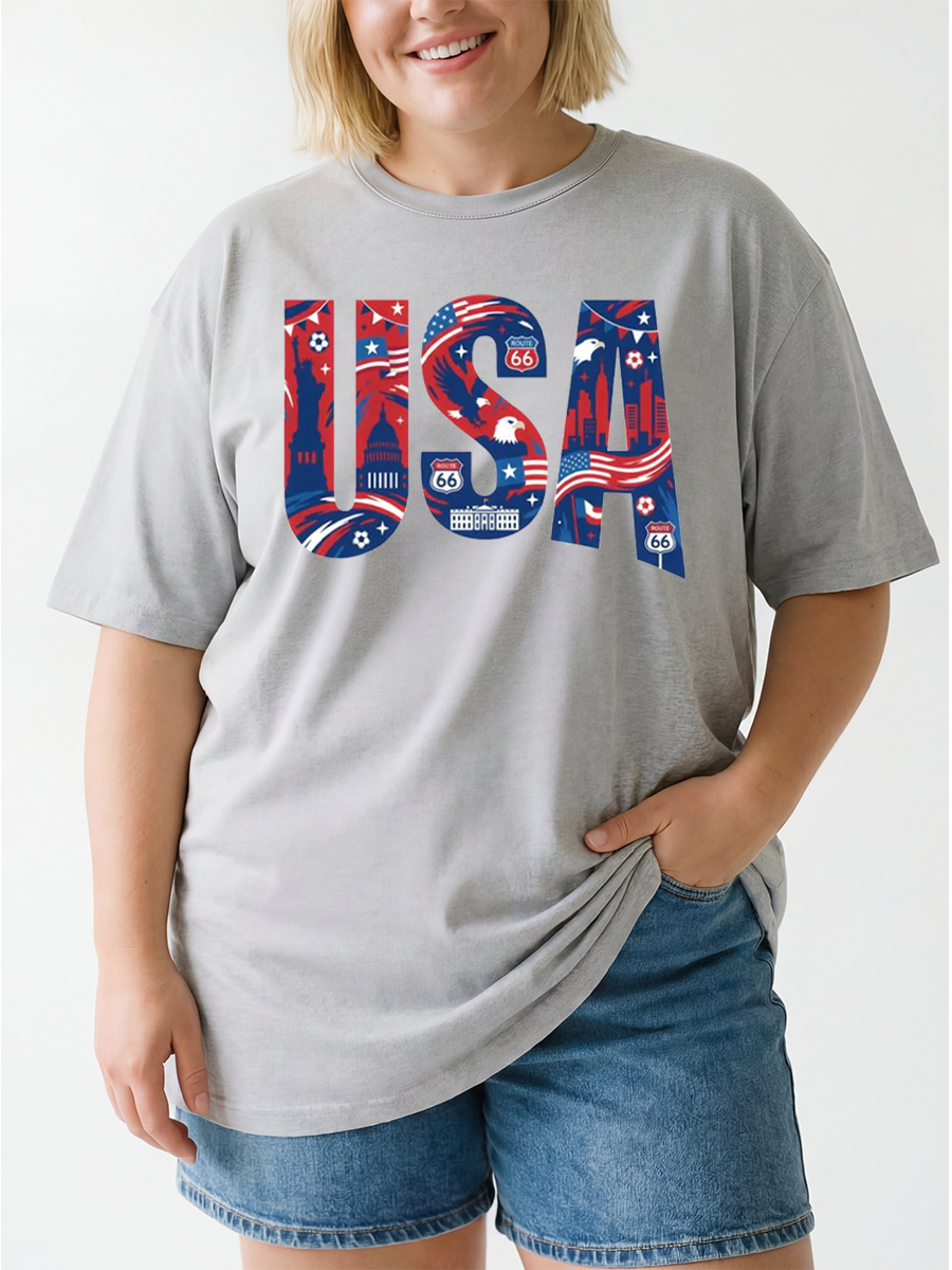 Vintage American Patriotic Sports Oversize Graphic Tee