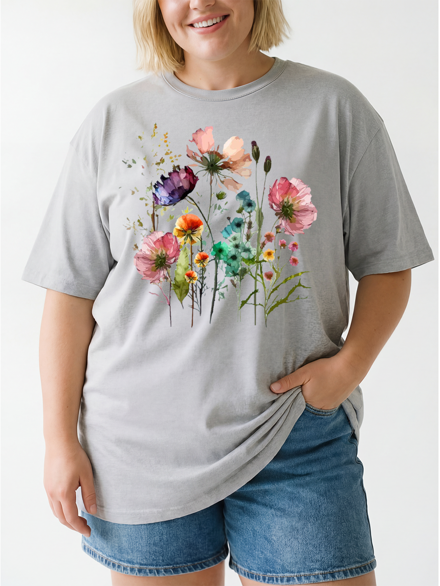 Vintage Boho Cottagecore Floral Oversize Graphic Tee