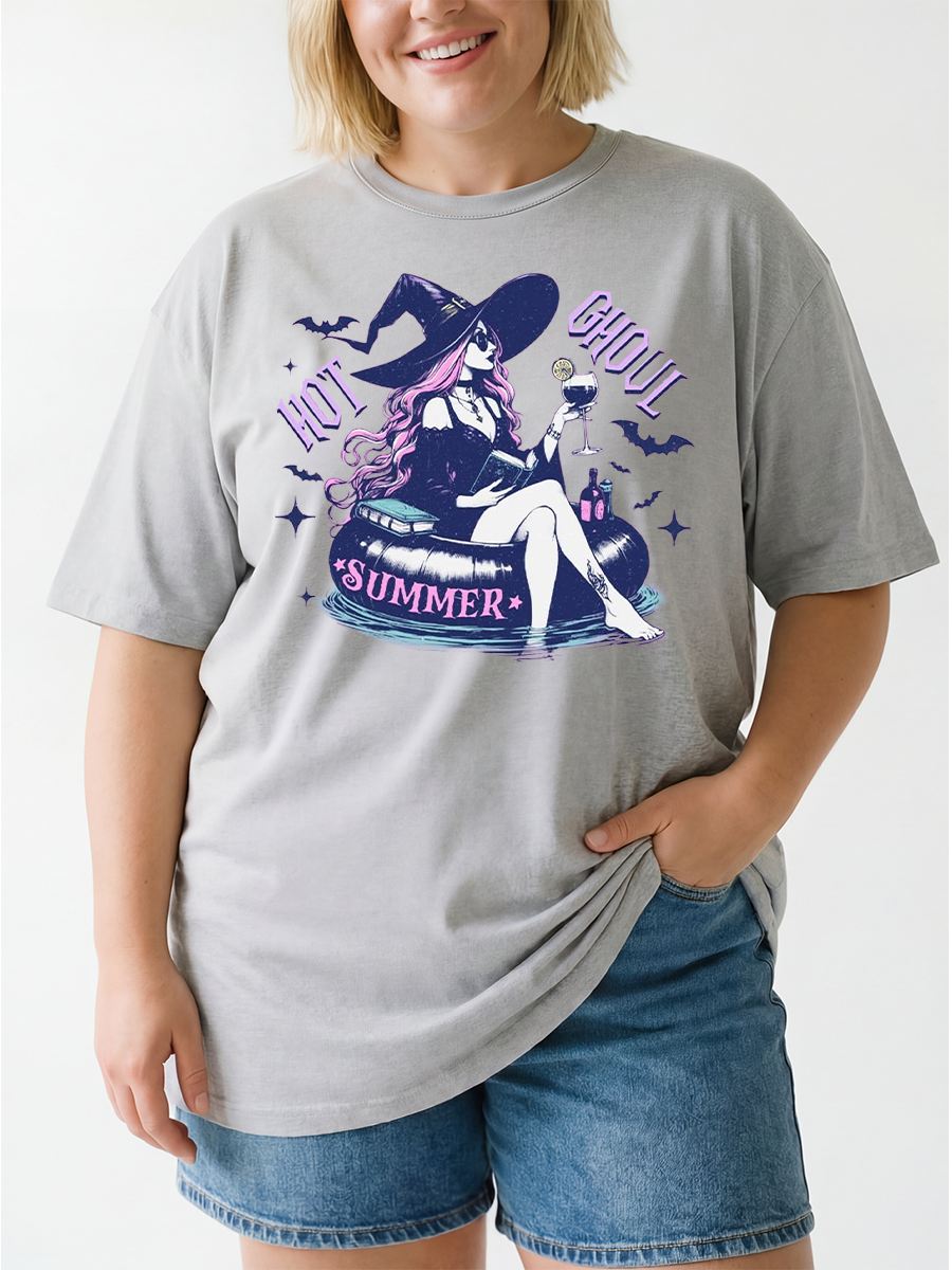 Vintage Hot Ghoul And Witch Oversize Graphic Tee