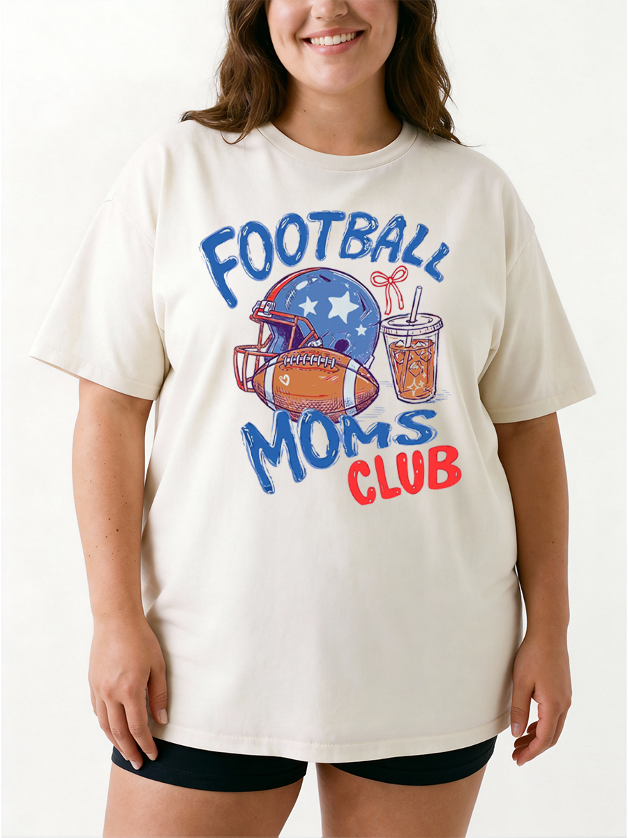 Vintage Football Moms Club Oversize Graphic Tee