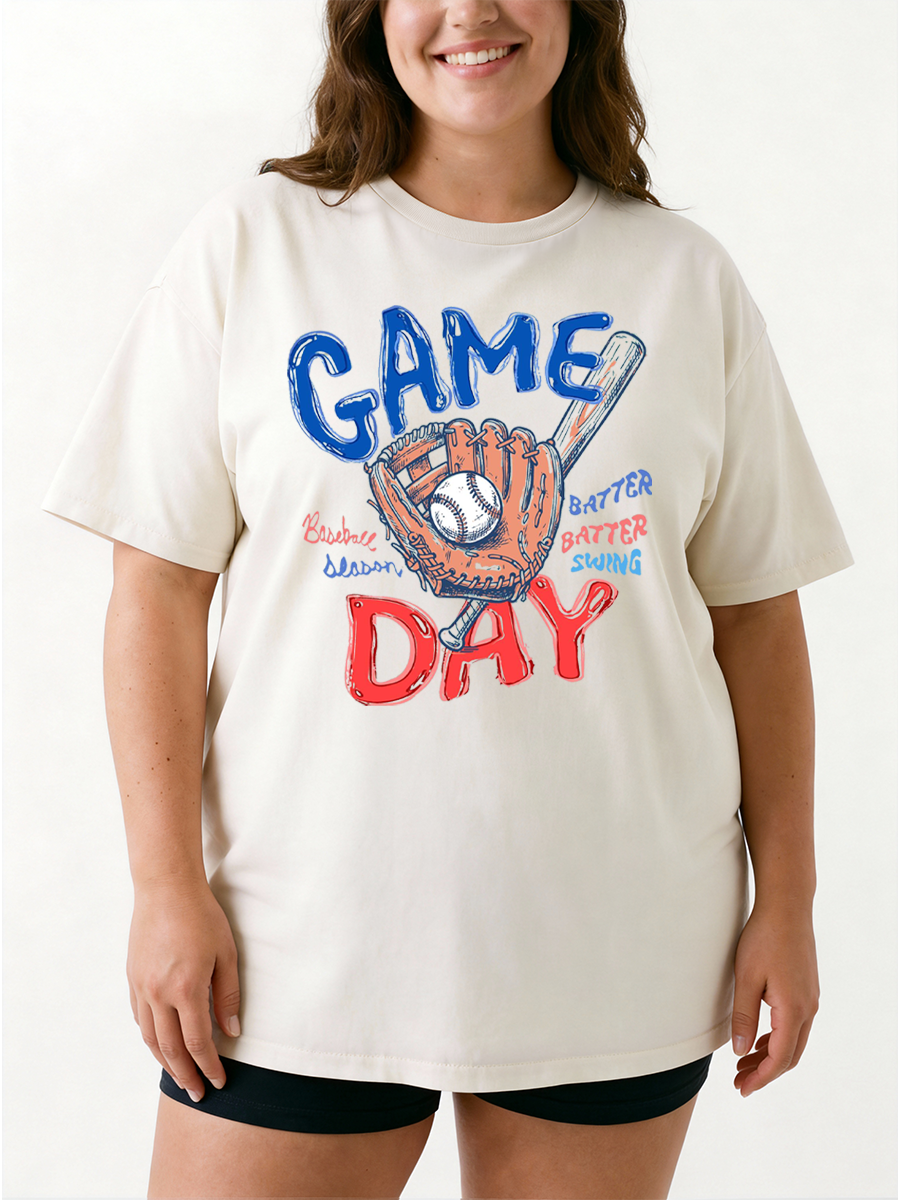 Vintage Baseball Game Day Oversize Graphic Tee