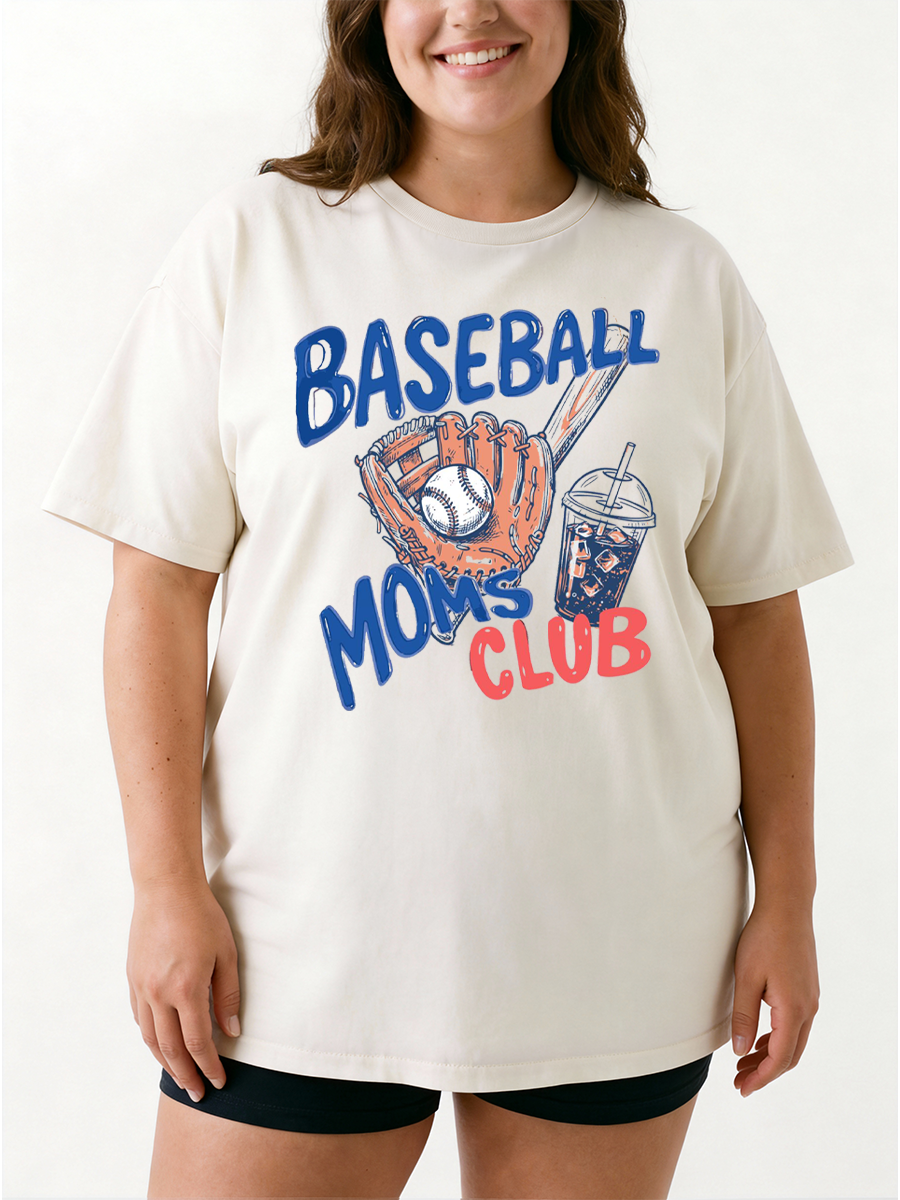 Vintage Baseball Moms Club Oversize Graphic Tee