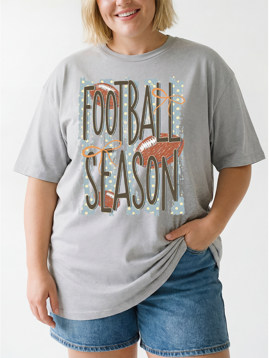 Vintage Football Season For Mom Oversize Graphic Tee