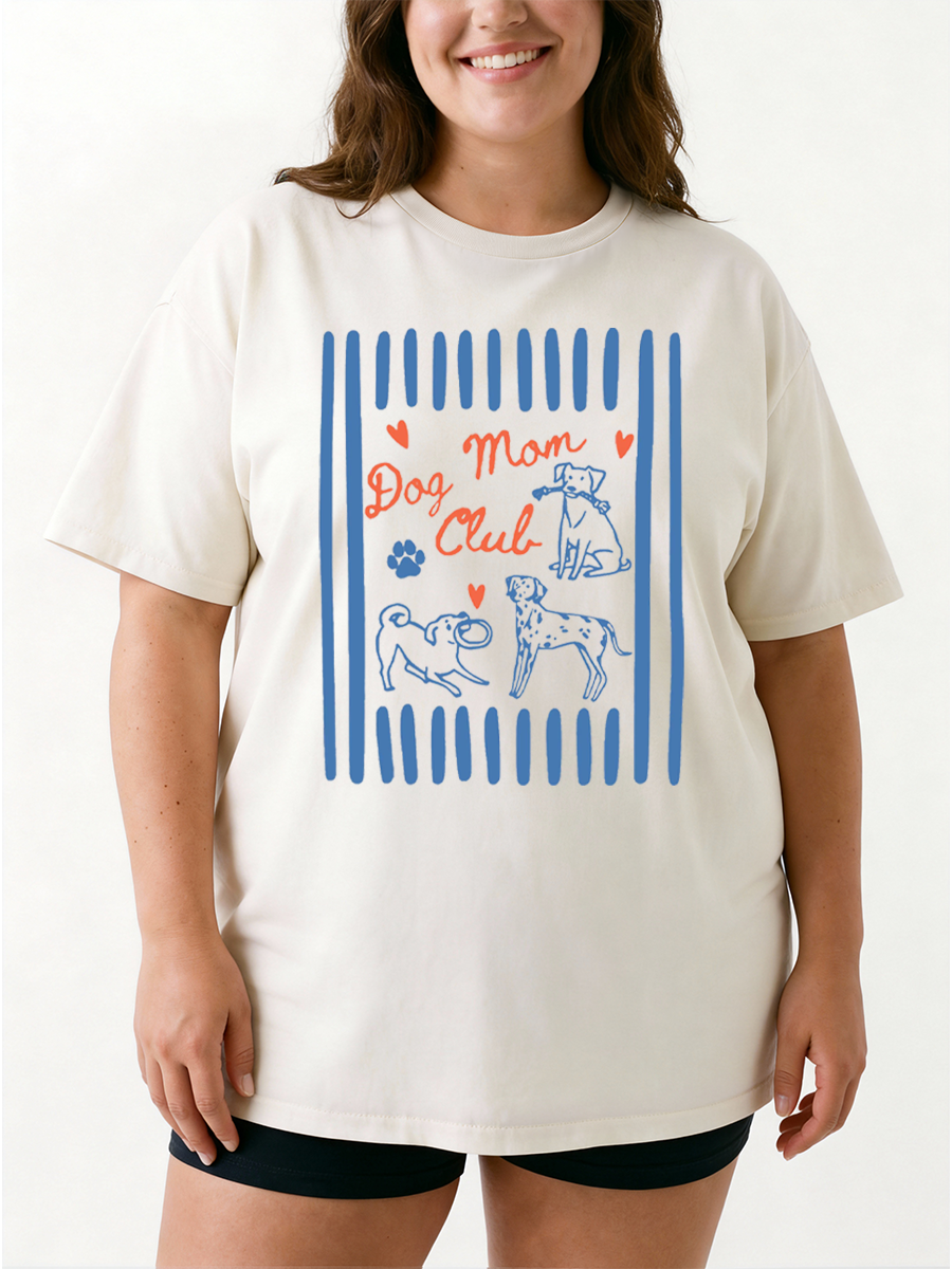Vintage Dog Mom Club Oversize Graphic Tee