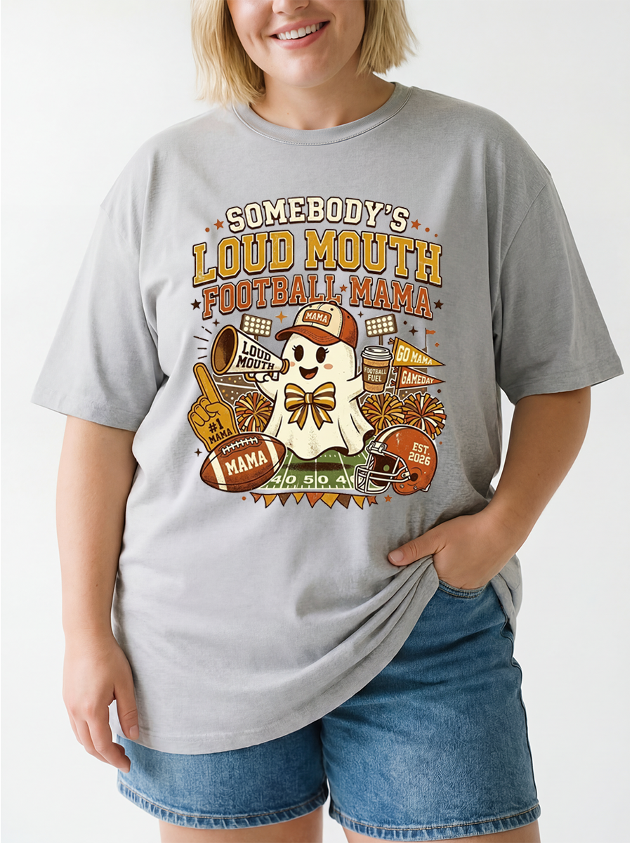 Vintage Somebody'S Loud Mouth Football Mama Oversize Graphic Tee