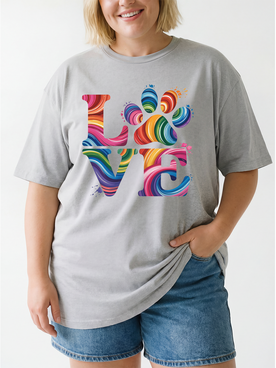 Vintage Mama Loves Her Dog Oversize Graphic Tee