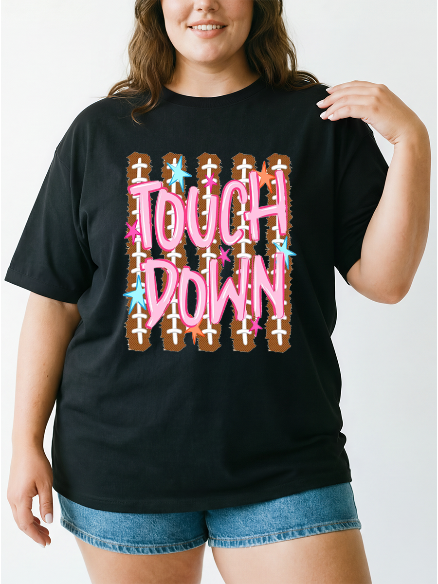 Vintage Stripes Football Mom Oversize Graphic Tee
