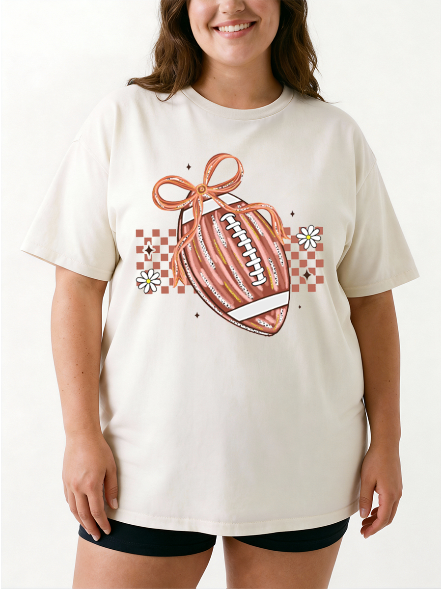 Vintage Touchdown Season Football Mom Oversize Graphic Tee