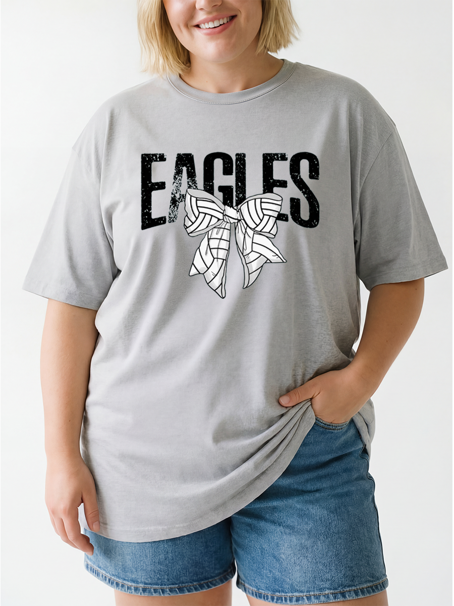 Vintage  Volleyball Bow For Mom Oversize Graphic Tee