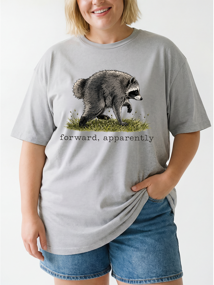 Vintage Forward Apparently Short Spine Raccoon Oversize Graphic Tee