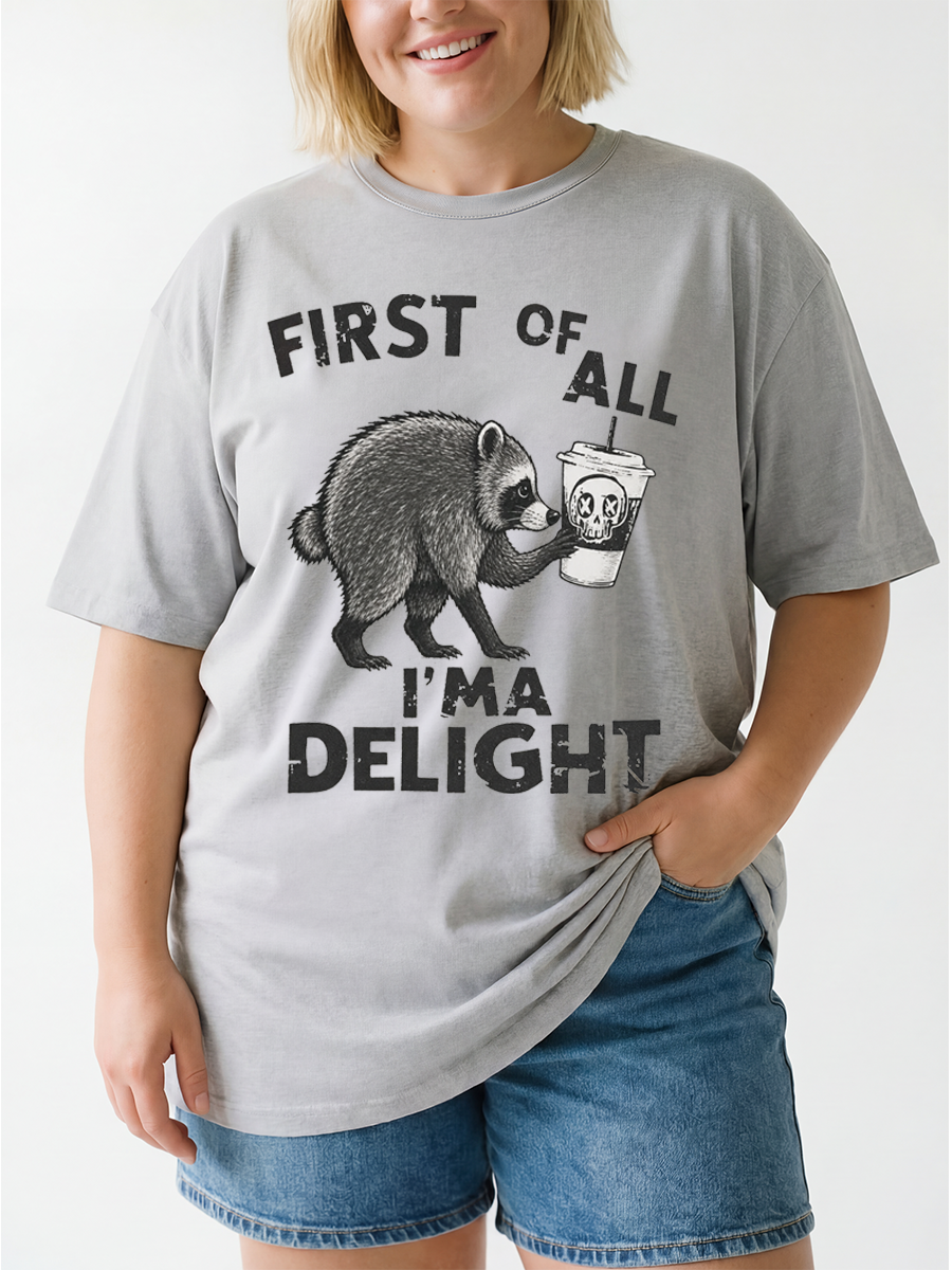 Vintage First Of All I'M A Delight Oversize Graphic Tee