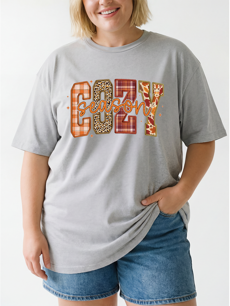 Vintage Cozy Season Oversize Graphic Tee