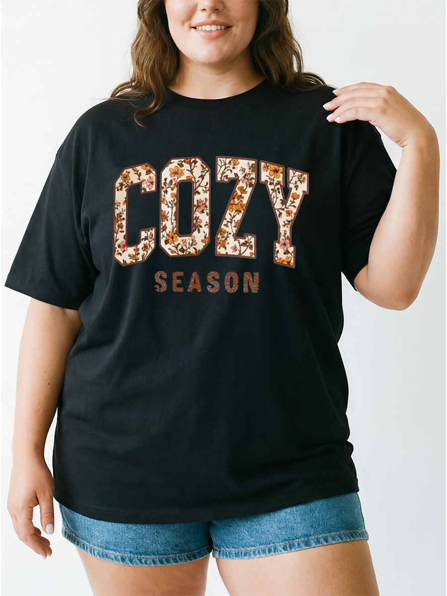 Vintage Cozy Season Oversize Graphic Tee