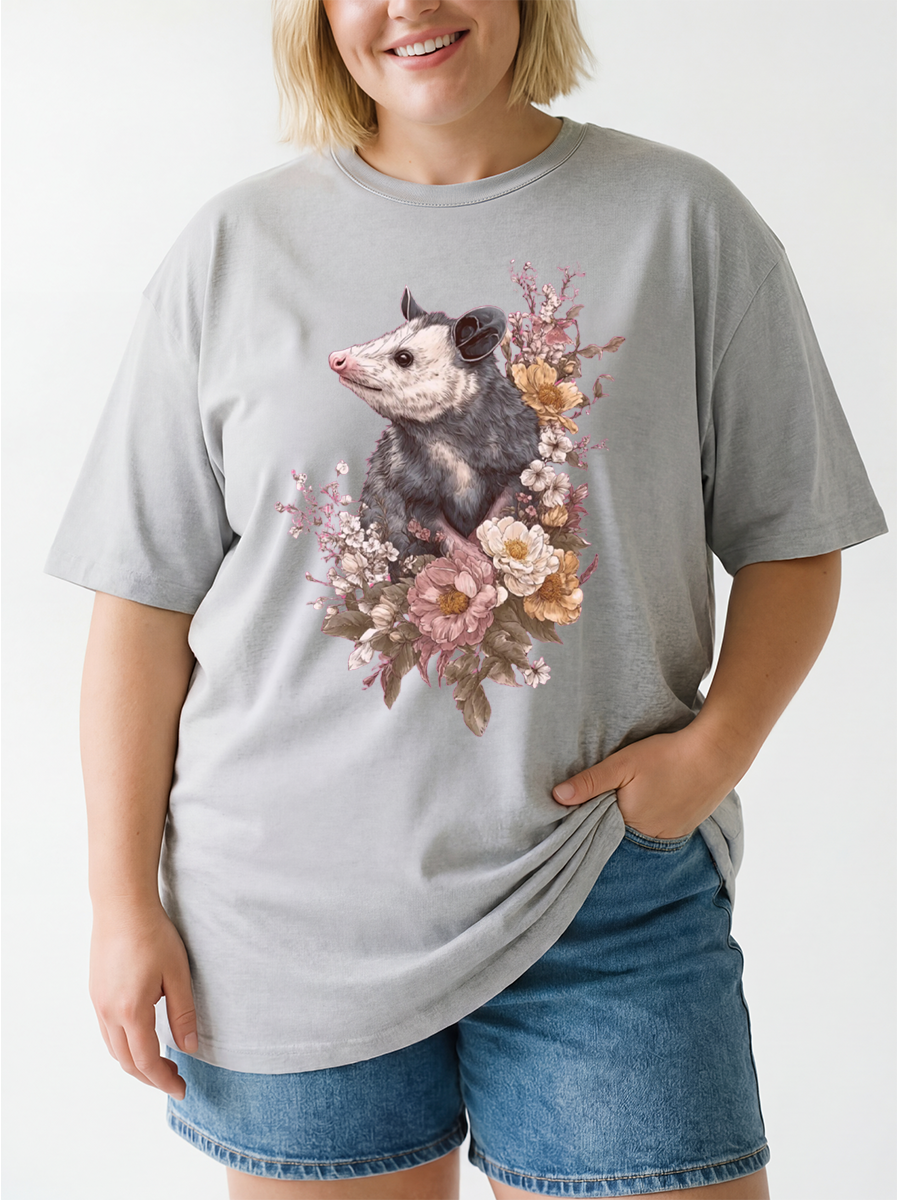 Vintage Woodland Opossum Oversize Graphic Tee