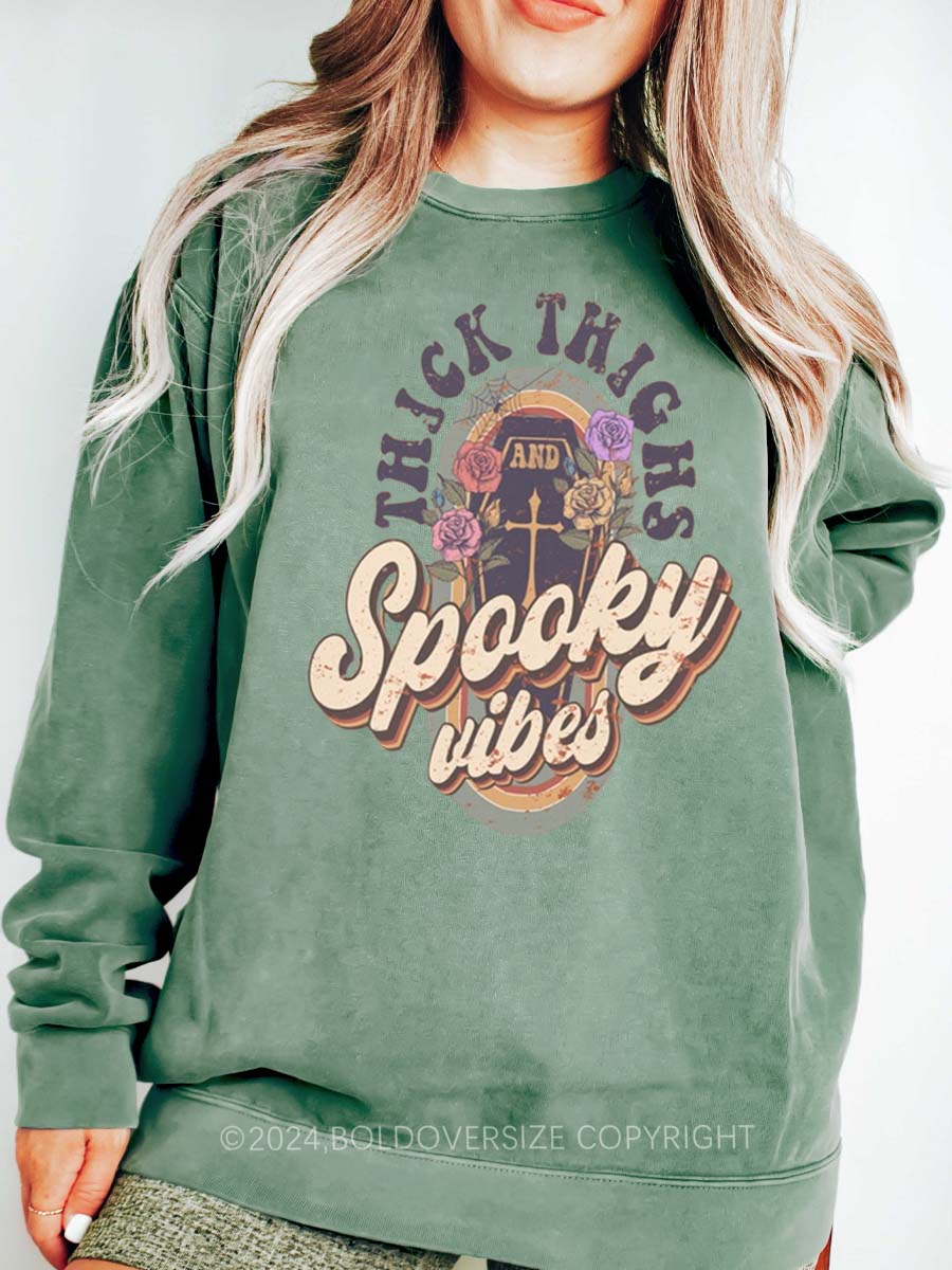 Vintage Thick Thighs Spooky Vibes Sweatshirt