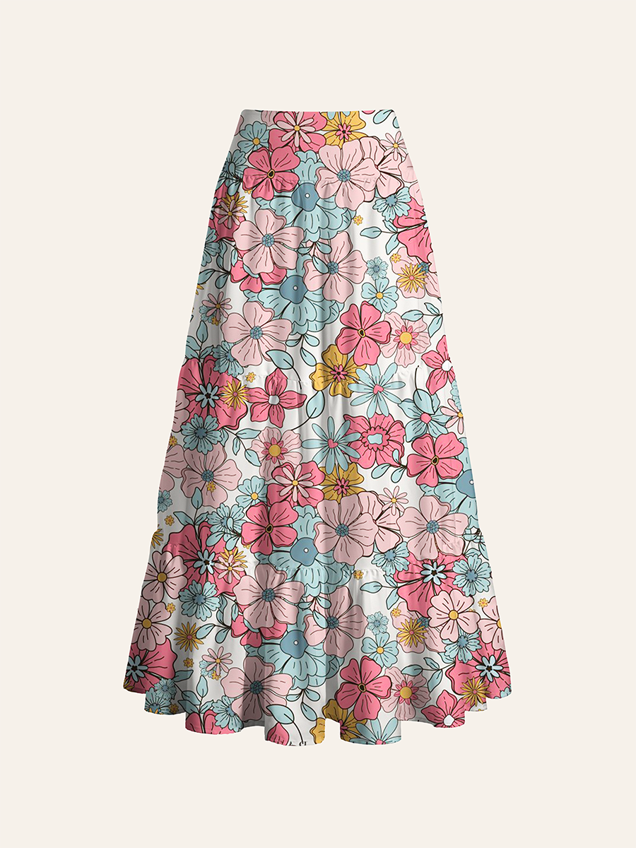 Soft Bohemian Ditsy Floral Convertible Maxi Skirts