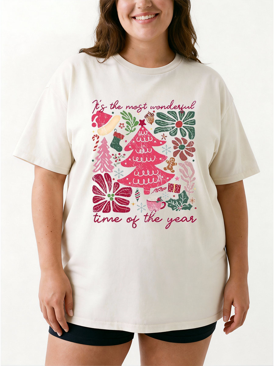 Vintage It'S The Most Wonderful Time Of The Year Oversize Graphic Tee