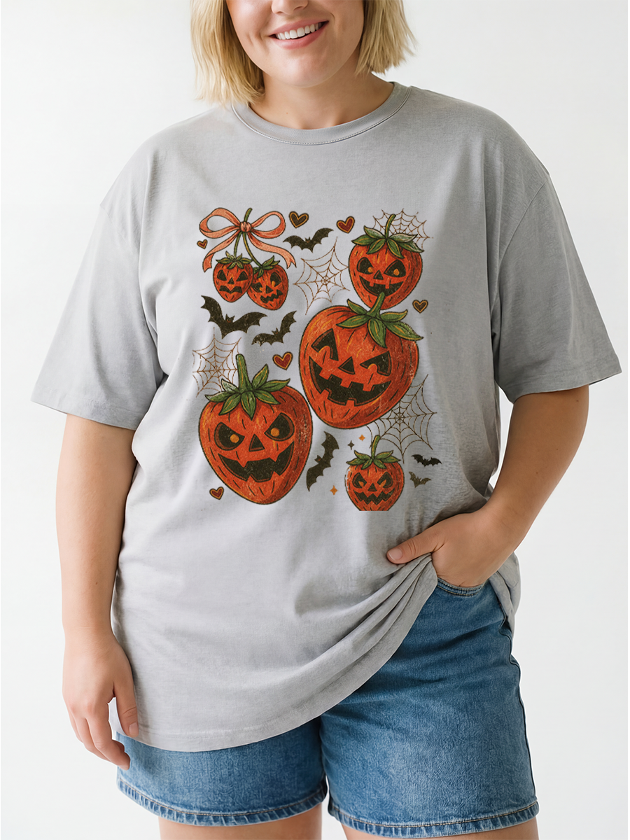 Vintage Strawberry Pumpkin Oversize Graphic Tee