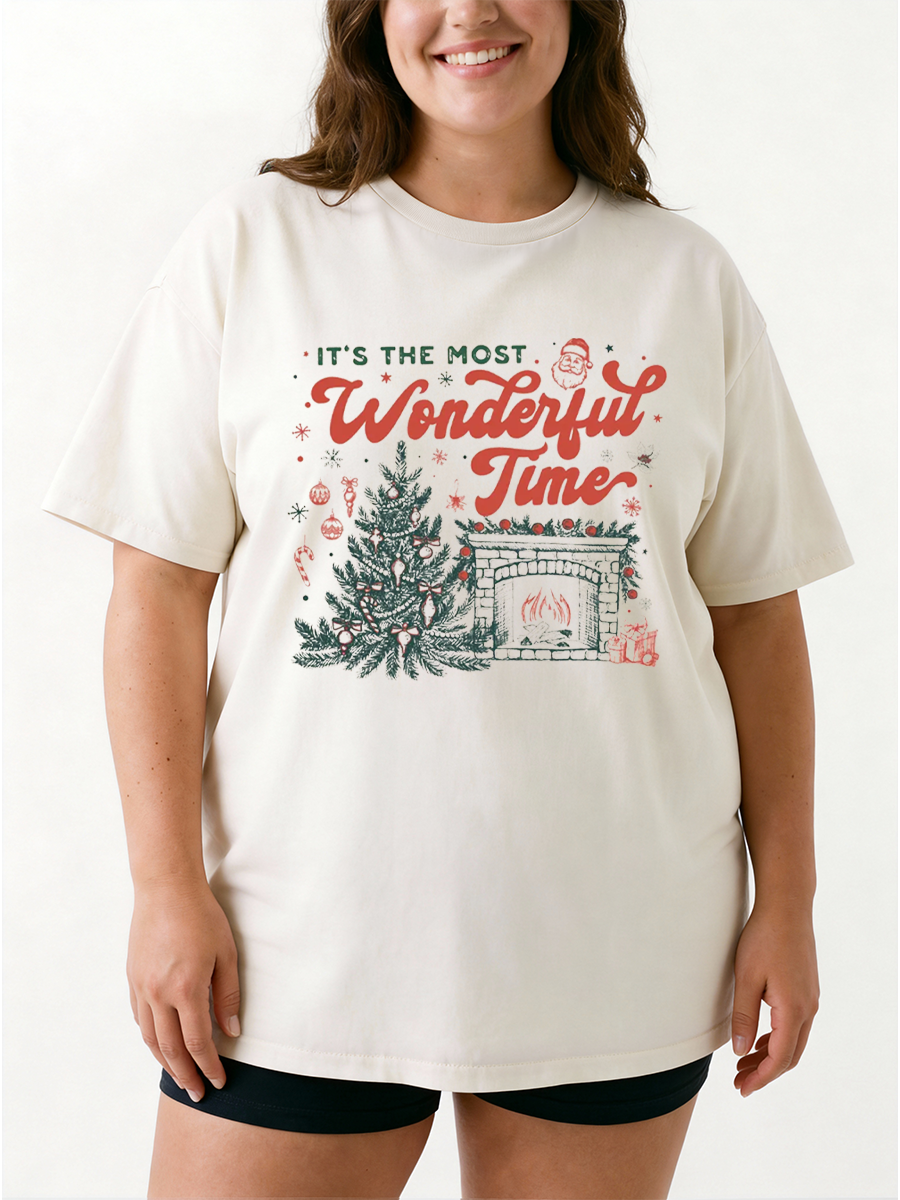 Vintage  It'S The Most Wonderful Time Oversize Graphic Tee