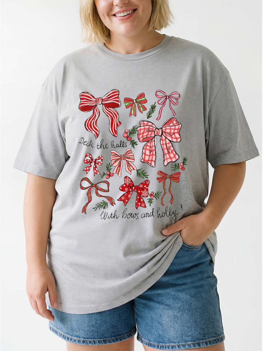 Vintage Plaid Christmas Coquette Oversize Graphic Tee