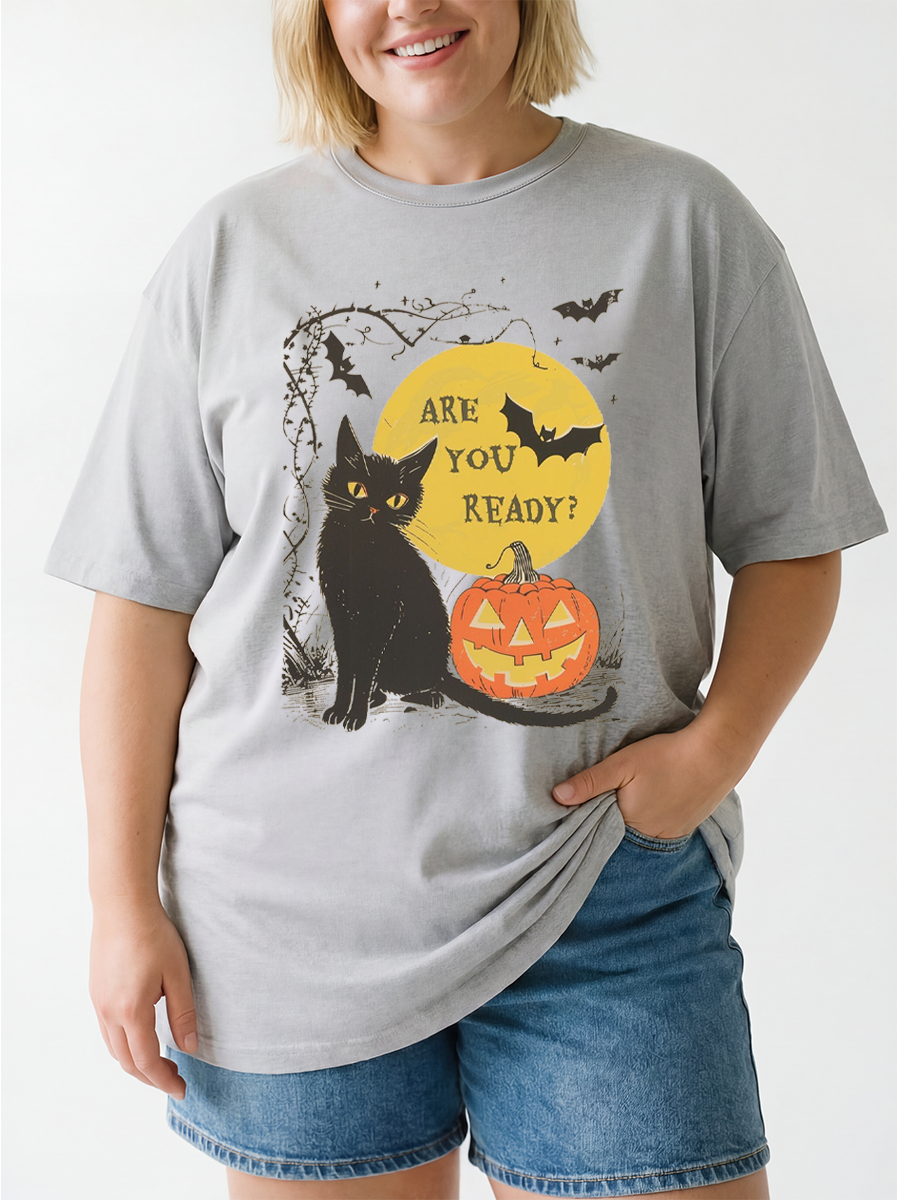 Vintage Are You Ready For Halloween Oversize Graphic Tee