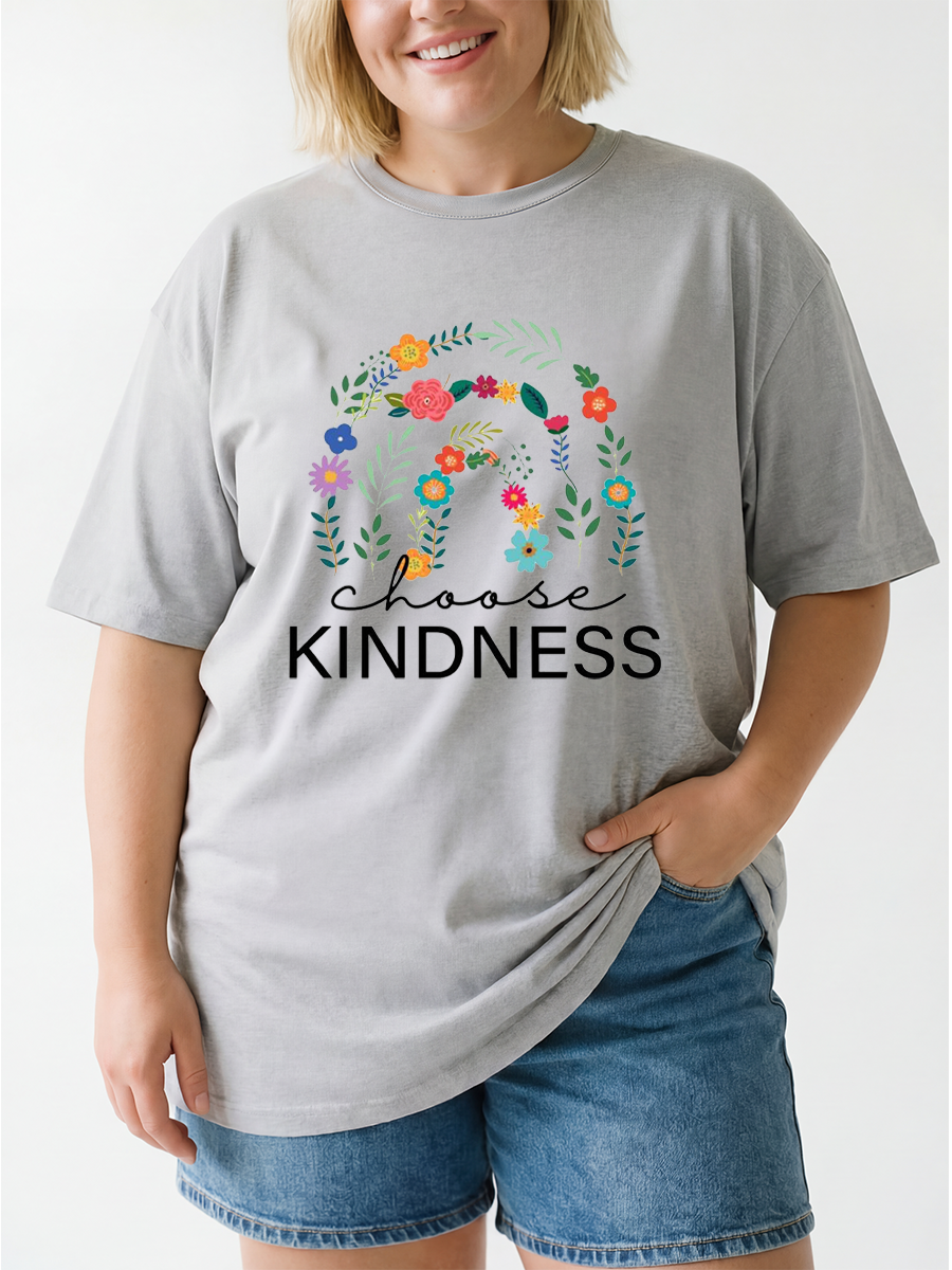 Vintage Floral Choose Kindness Oversize Graphic Tee