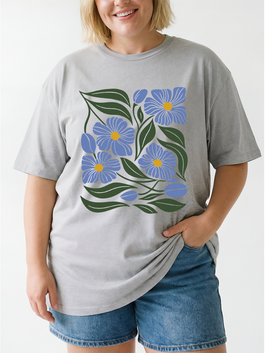 Vintage Boho Floral Oversize Graphic Tee