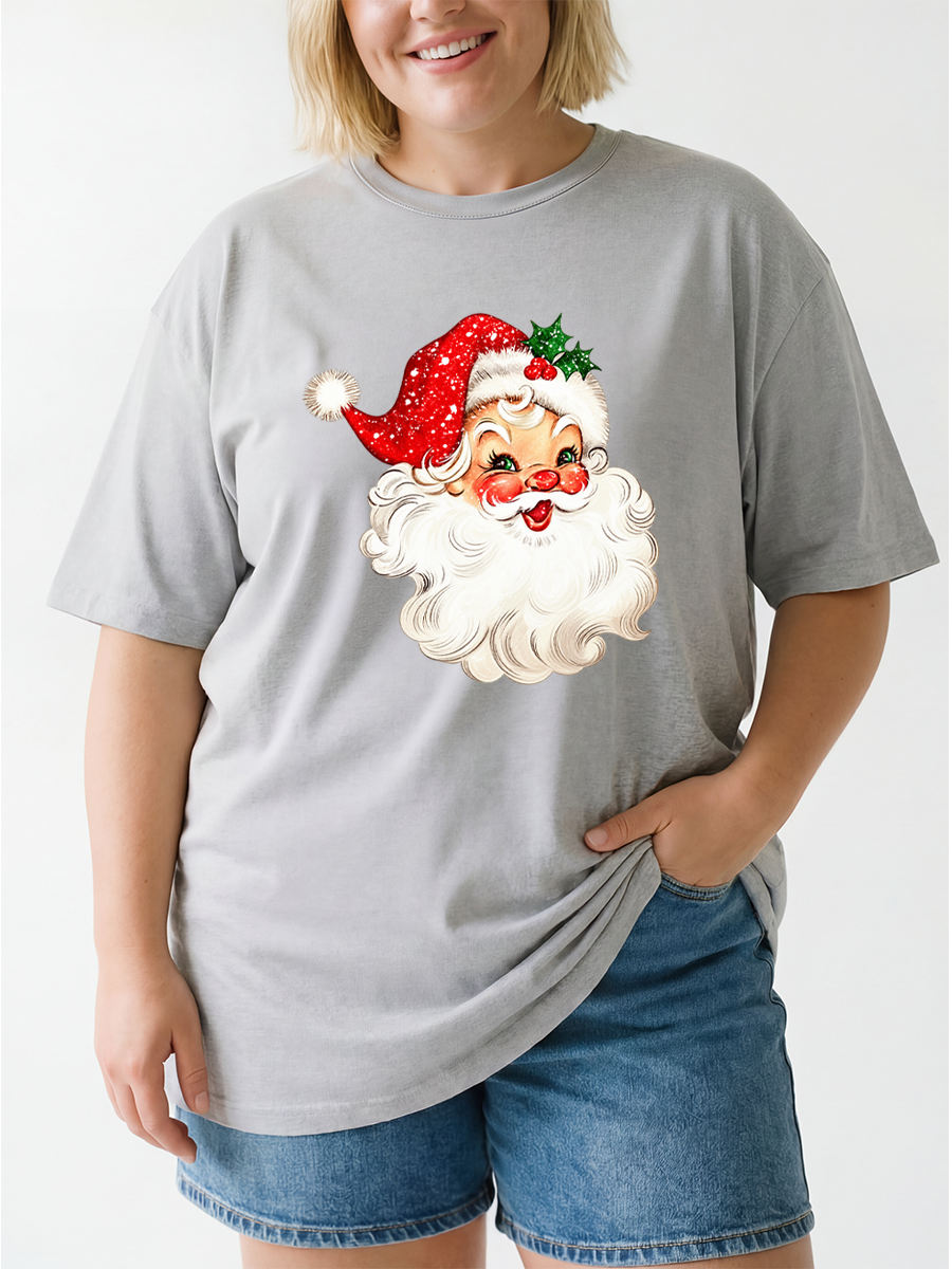 Vintage Retro Santa Oversize Graphic Tee