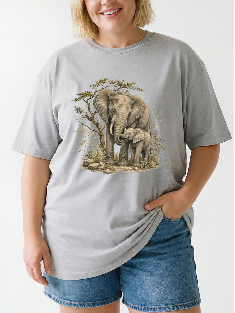 Vintage Elephant Animal Oversize Graphic Tee