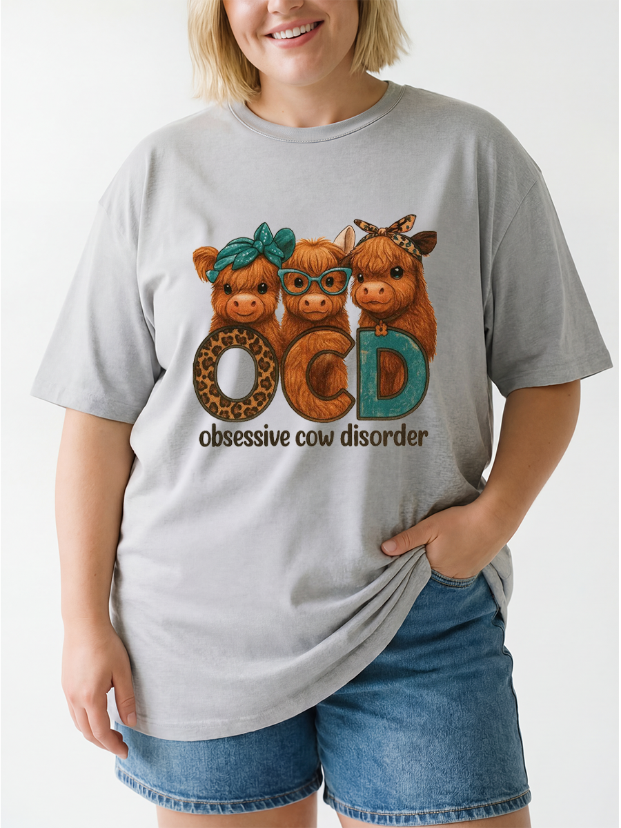 Vintage Obsessive Cow Disorder Oversize Graphic Tee