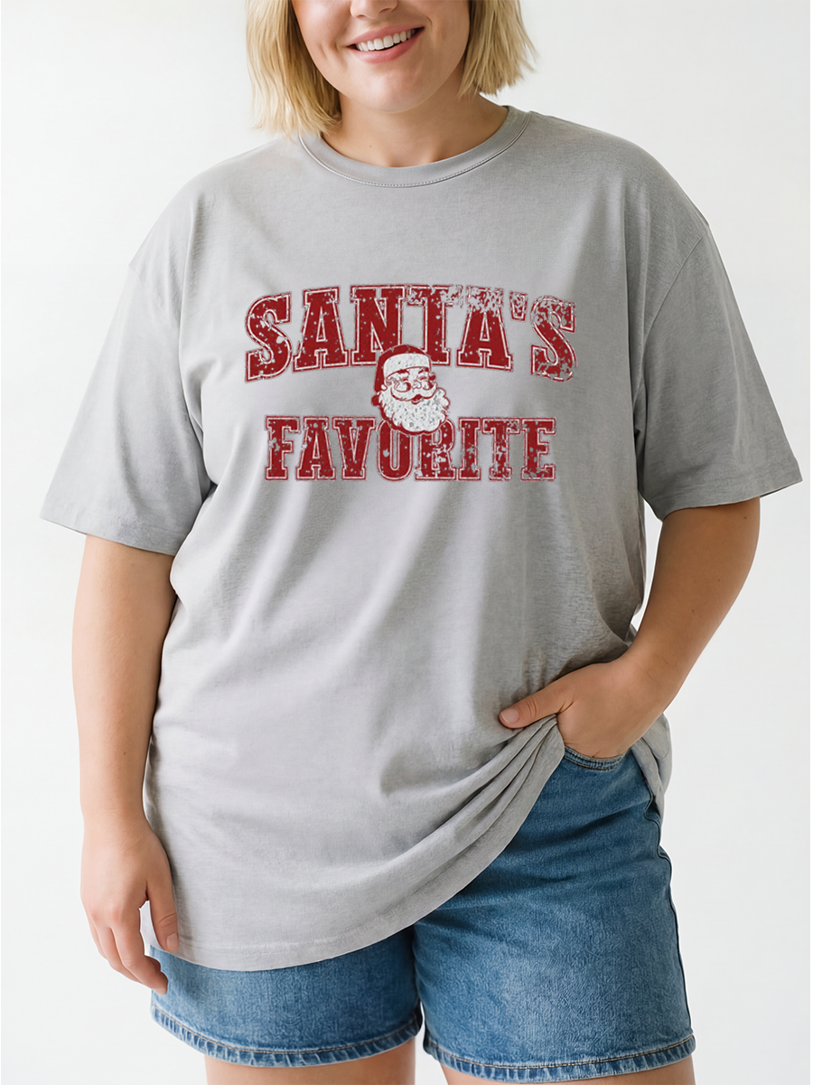 Vintage Santa'S Favorite Oversize Graphic Tee