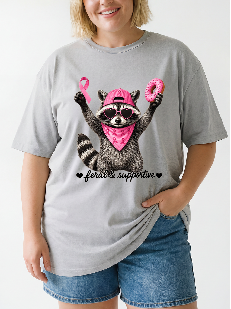 Vintage Feral And Supportive Raccoon Oversize Graphic Tee