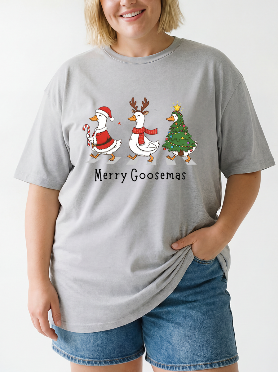 Vintage Merry Goosemas Oversize Graphic Tee