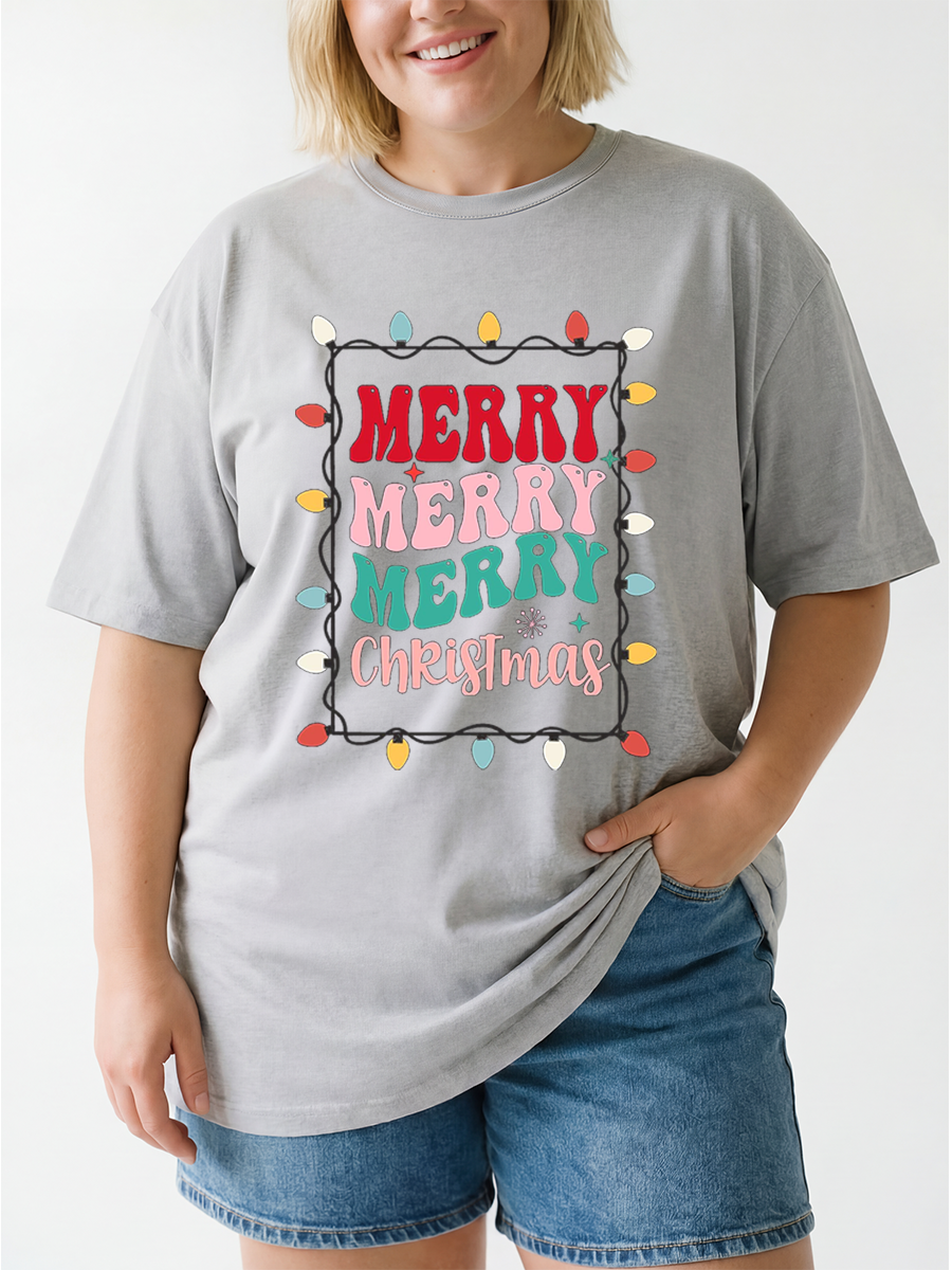 Vintage Merry Christmas Oversize Graphic Tee
