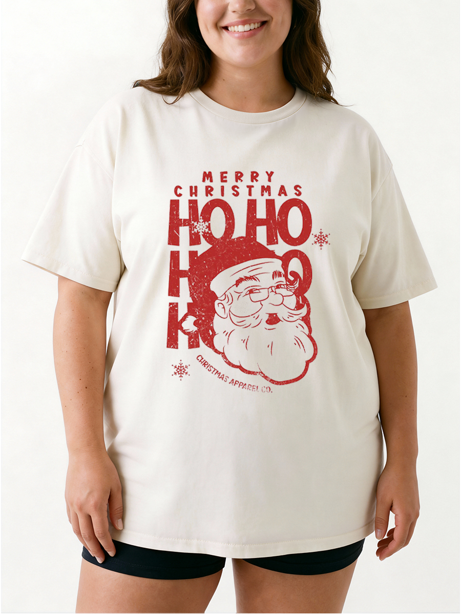 Vintage 2026 Christmas Ho Ho Ho Oversize Graphic Tee