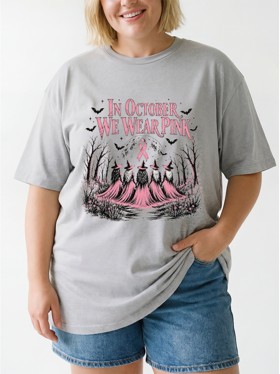 Vintage In October We Wear Pink Oversize Graphic Tee