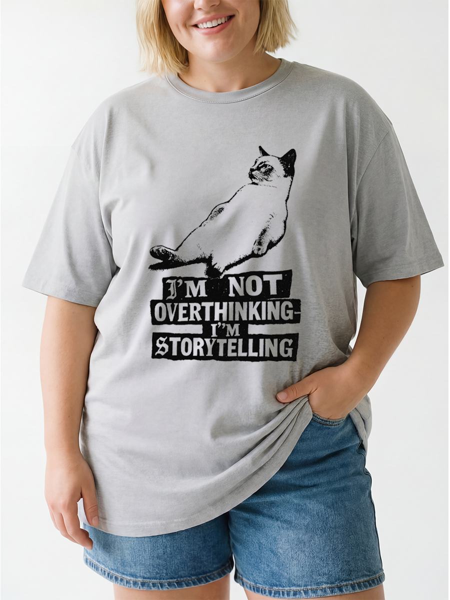 Vintage I'M Not Overthinking Oversize Graphic Tee