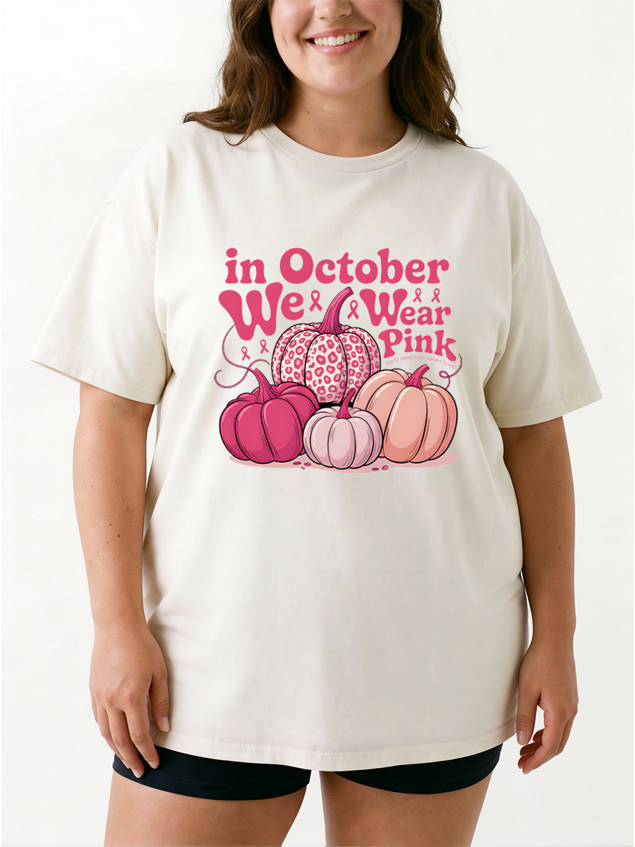 Vintage In October We Wear Pink Oversize Graphic Tee