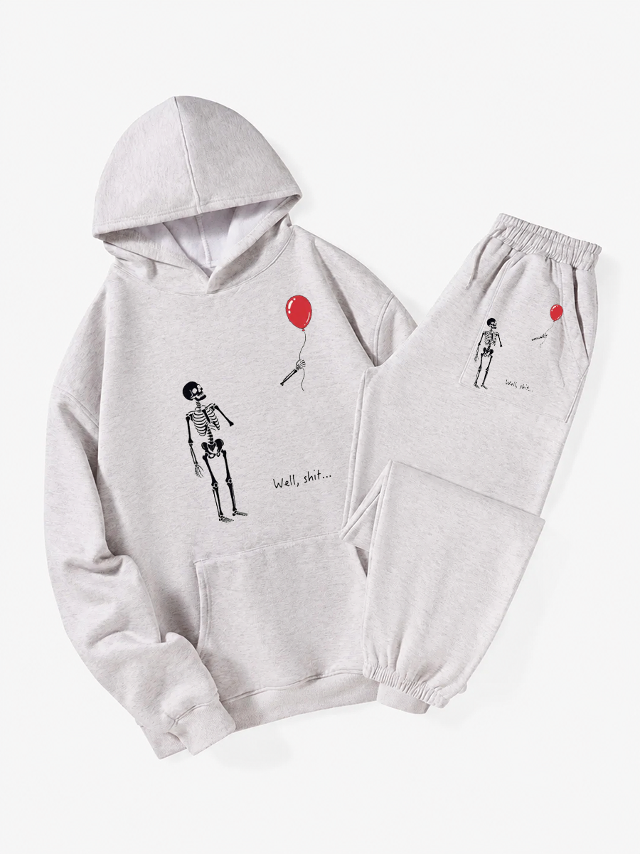 Vintage Skeleton Lost Balloon Hoodie Suit