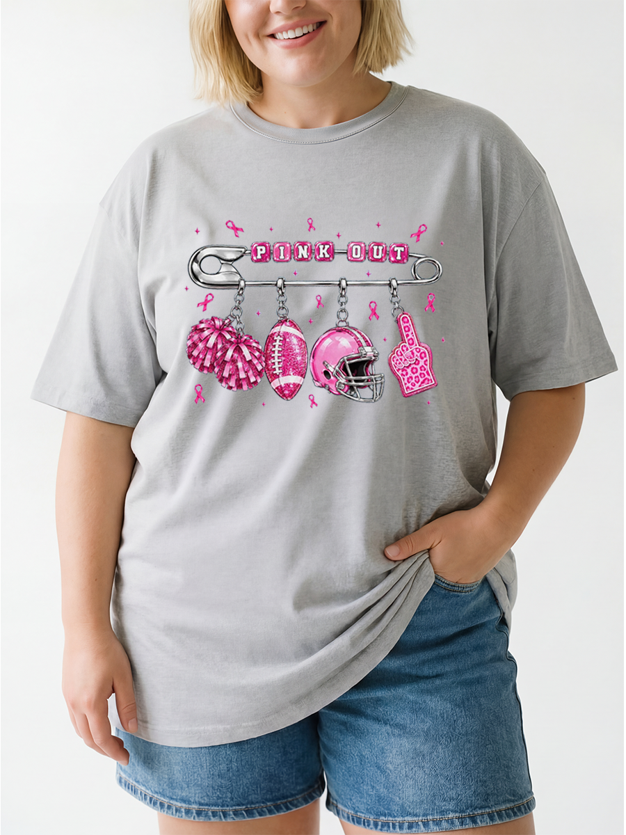 Vintage Pink Out Football Oversize Graphic Tee